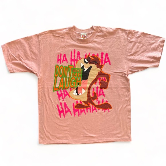 Warner Bros. Other - Vintage 90s Don't Make Me Laugh Taz Looney Tunes Shirt Funny Pink XL Ha Cartoon